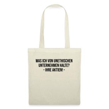 Unethische Aktien - Stoffbeutel - Natur - Vorne