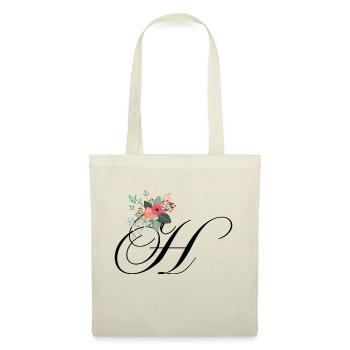 Lettre h fleuris - Sac en tissu - nature - Devant