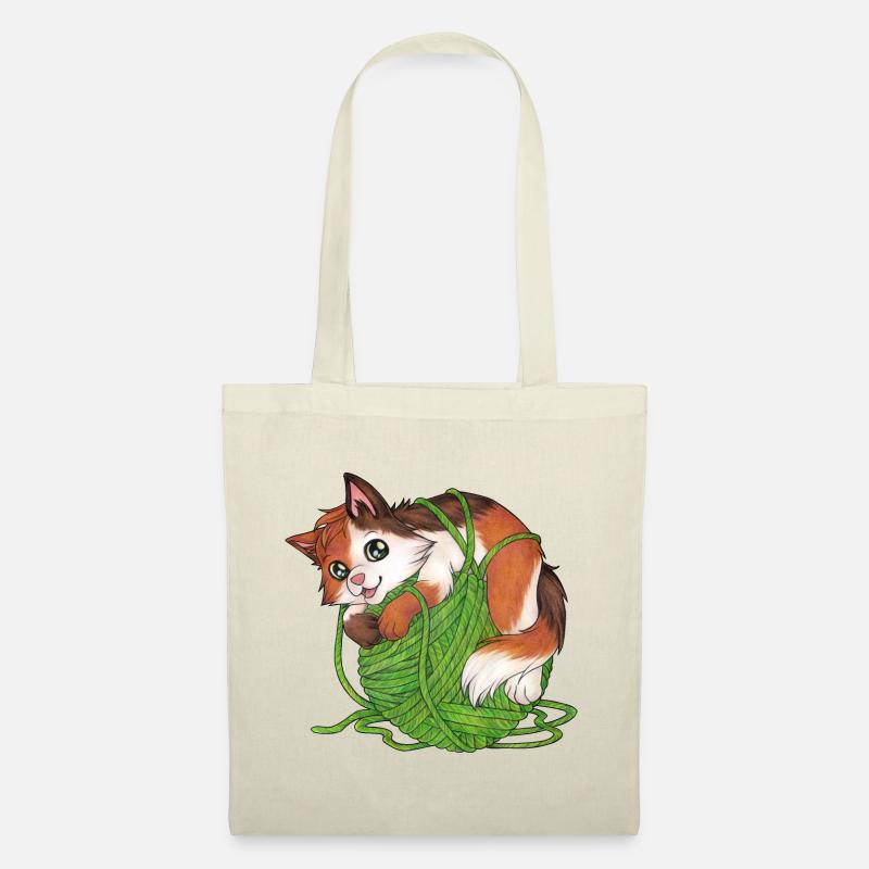 Mietze Mietzekatze, Katze Wolle Geschenk Stricken - Stoffbeutel - Natur