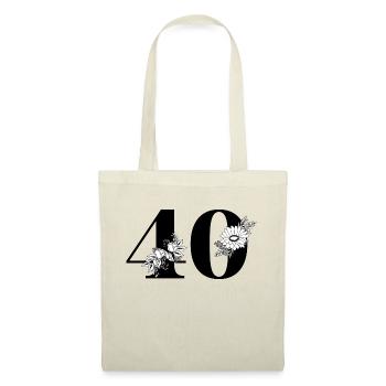 Numéro 40 floral noir - 40e anniversaire floral - Sac en tissu - nature - Devant