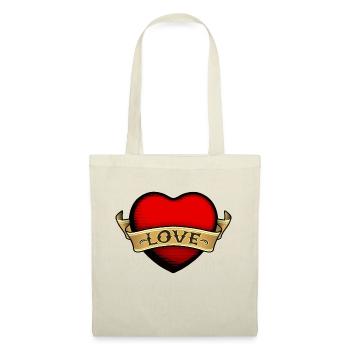 amour coeur love heart - Sac en tissu - nature - Devant