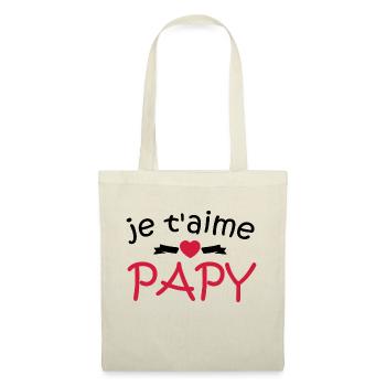 je t'aime papy - Sac en tissu - nature - Devant