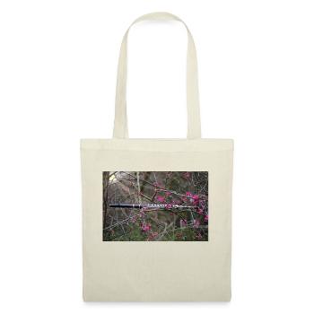 Une flûte entre les fleurs violettes. - Sac en tissu - nature - Devant