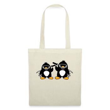 2 pingouins ninja samouraï japonais katana duo - Sac en tissu - nature - Devant