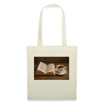 Buch und Kaffee - Stoffbeutel - Natur - Vorne