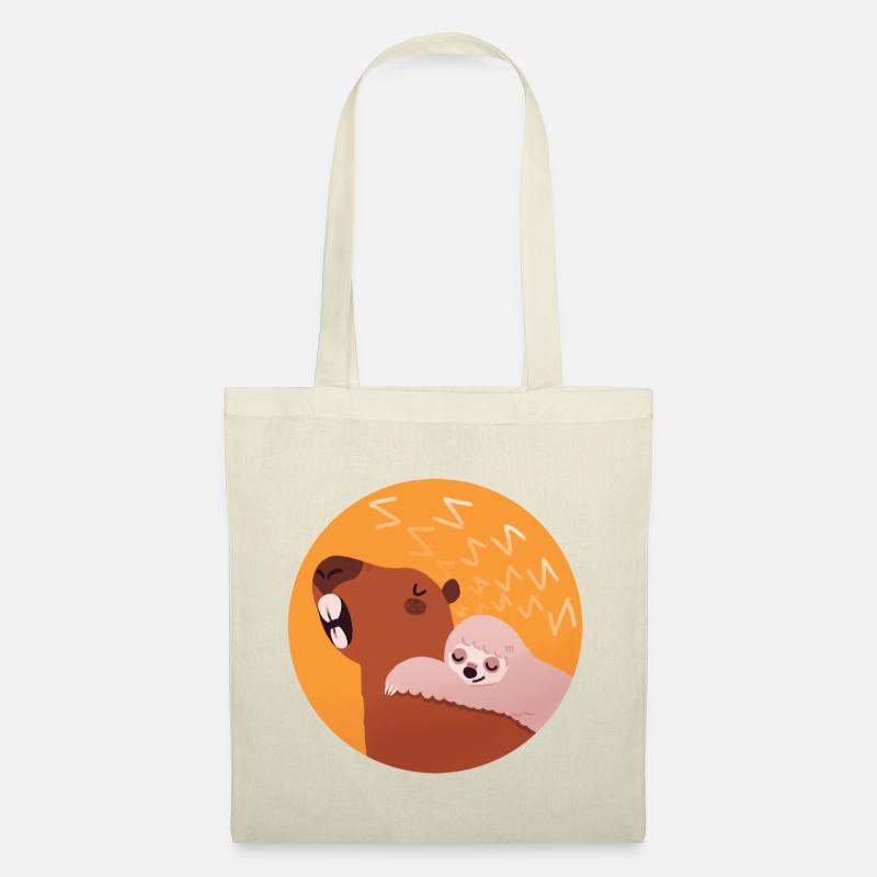 Schläfriges Capybara & Faultier - Stoffbeutel - Natur