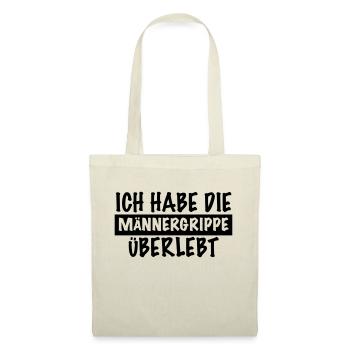 lustiger Spruch MÄNNERGRIPPE ÜBERLEBT kranker Mann - Stoffbeutel - Natur - Vorne