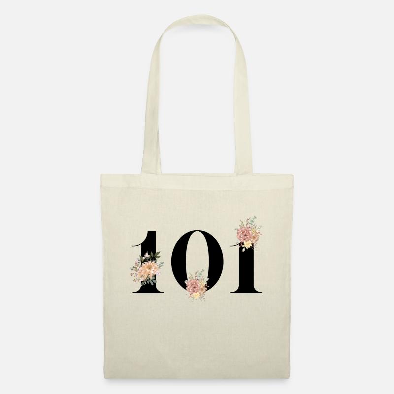 101e anniversaire fleuris (Cadeau de 101 ans) - Sac en tissu - nature