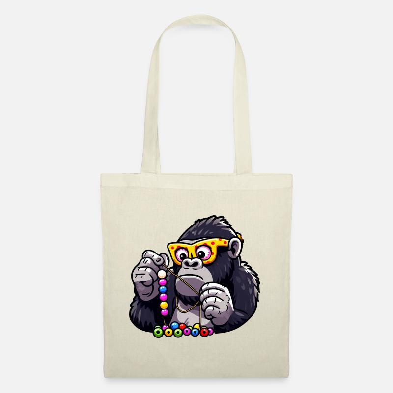Gorilla-Perlen auffädeln - Stoffbeutel - Natur