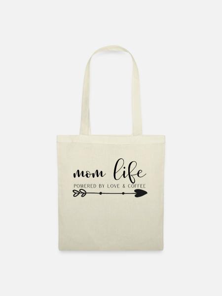 mom life - powered by love&coffee | Mama | minimal - Stoffbeutel - Natur