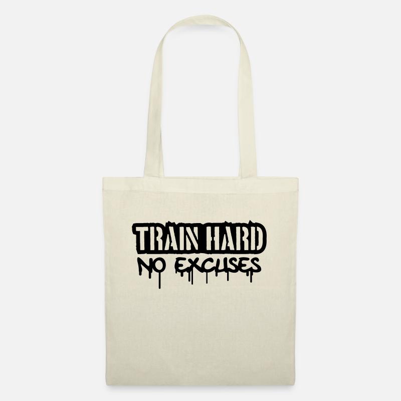Train Hard No Excuses Logo - Stoffbeutel - Natur