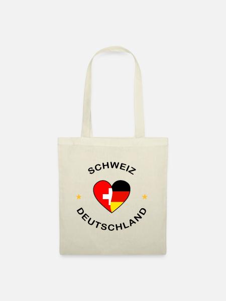 Schweiz und Deutschland Herz - Stoffbeutel - Natur