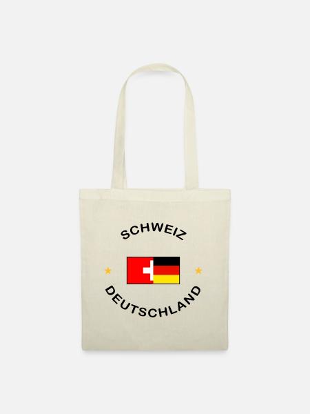 Schweiz und Deutschland Flagge - Stoffbeutel - Natur