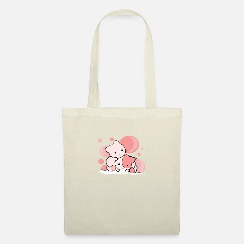 Süße anime Katzen als Chibi in pink - Stoffbeutel - Natur