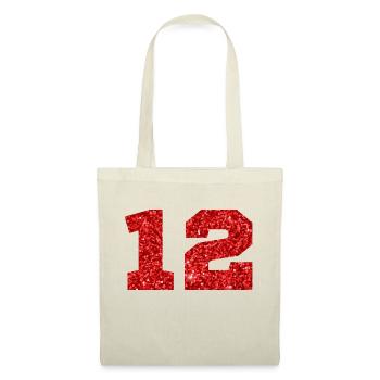 Numéro 12 paillettes rouge - 12e anniversaire - Sac en tissu - nature - Devant