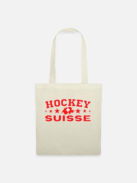 Eishockey Schweiz originelle Geschenkidee - Stoffbeutel - Natur