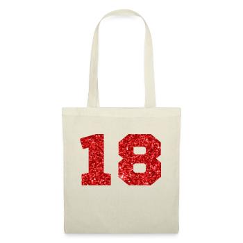 Numéro 18 paillettes rouge - 18e anniversaire - Sac en tissu - nature - Devant