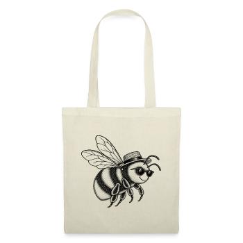 Vintage Hummel mit Sonnenbrille – Line Art - Stoffbeutel - Natur - Vorne
