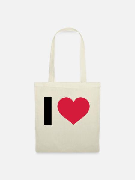 I LOVE - Sac en tissu - nature