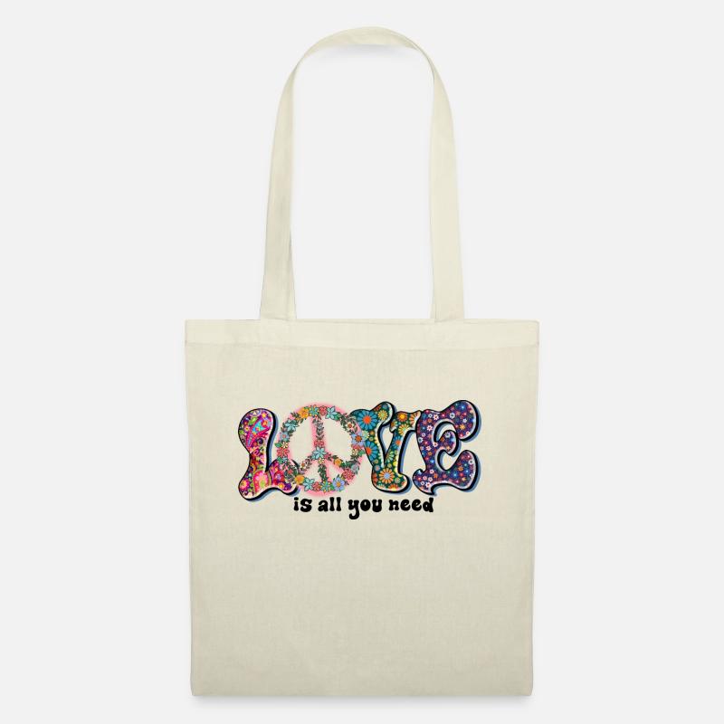 Love is all you need Design / Peacezeichen - Stoffbeutel - Natur