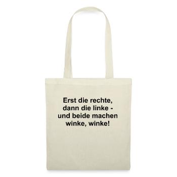 Erst die rechte, dann die linke - winke winke! - Stoffbeutel - Natur - Vorne