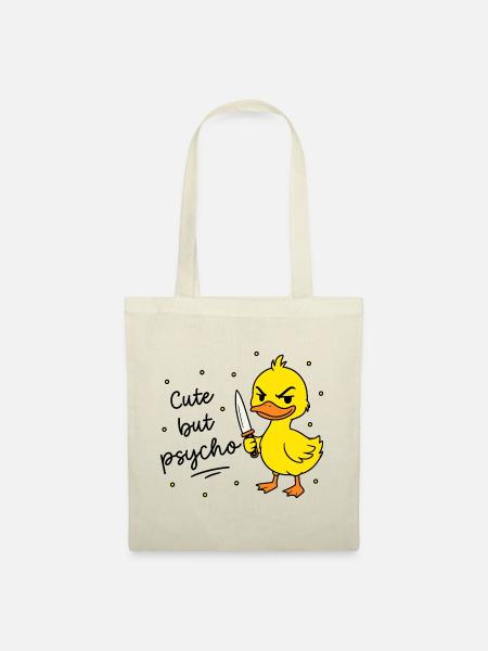 Cute but psycho - Ente mit Messer - Stoffbeutel - Natur