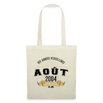18 Ans Anniversaire Vintage Né(e) en Août 2004 - Sac en tissu - nature - Devant