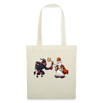 Sankt Nikolaus VS Krampus - Stoffbeutel - Natur - Vorne
