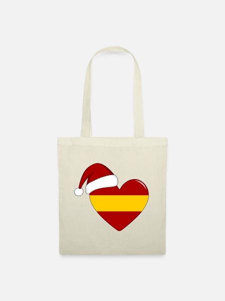 Spanien Flagge Weihnachten Herz - Stoffbeutel - Natur