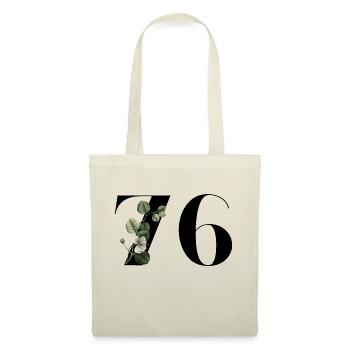 Nummer 76 Blumengrün - 76. Blumengeburtstag - Stoffbeutel - Natur - Vorne