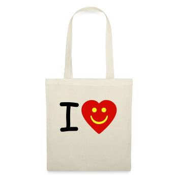 Coeur - Smiley - I heart - J'aime - Sac en tissu - nature - Devant