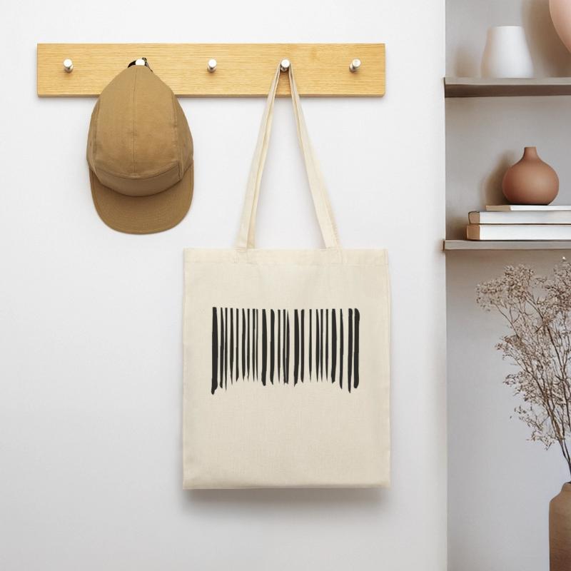 Barcode Striche Linien Gekritzelt Strichcode Scan Stoffbeutel