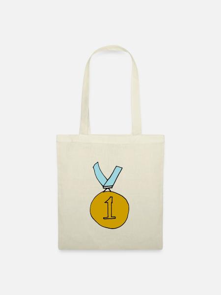 1. Platz Medaille Siegerehrung Gewinner Geschenk - Stoffbeutel - Natur