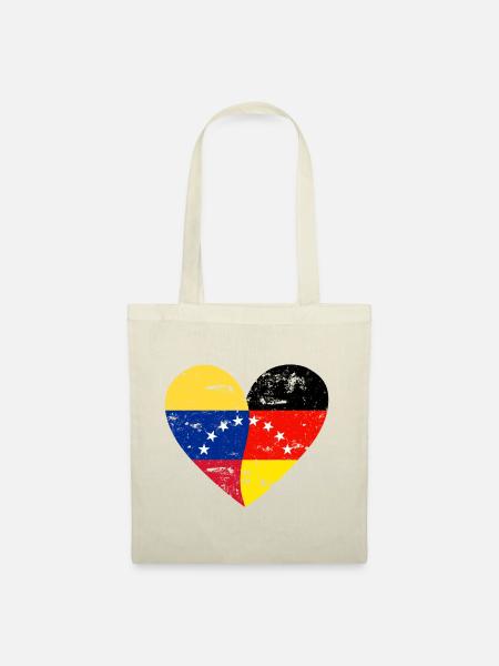 Flaggenherz Venezuela Deutschland Flagge - Stoffbeutel - Natur