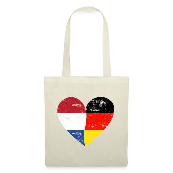 Flaggenherz Niederlande Deutschland Flagge - Stoffbeutel - Natur - Vorne