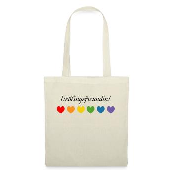 Regenbogenherzchen Lieblingsfreundin - Stoffbeutel - Natur - Vorne