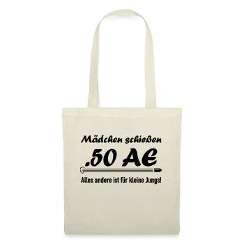 Mädchen schießen .50 AE - Stoffbeutel - Natur - Vorne