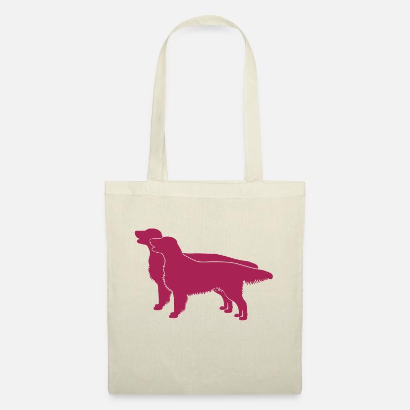 2 Flat Coated Retriever - Stoffbeutel - Natur