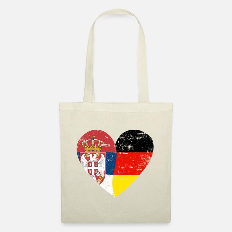 Serbien Deutschland Flaggenherz - Stoffbeutel - Natur