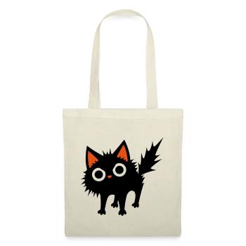 Schwarze Katze - Stoffbeutel - Natur - Vorne
