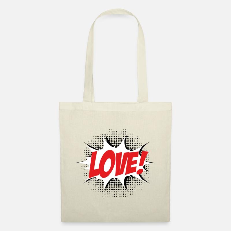 Love, Comic Style, Valentinstag, Liebe, Sprüche - Stoffbeutel - Natur