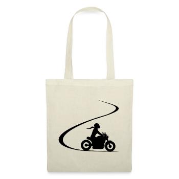 Biker in curve chopper motorcyclist cruiser - Tote Bag - nature - Front