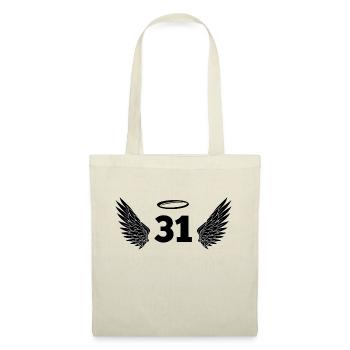 Nummer 31 Engel - Flügel zum 31. Geburtstag - Stoffbeutel - Natur - Vorne