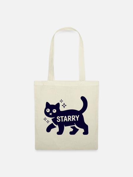 Samtpfote Starry Lustig Monochrom Katze - Stoffbeutel - Natur