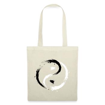 Yin Yang Kreise Symbol Buerste Schwarz Weiss - Stoffbeutel - Natur - Vorne
