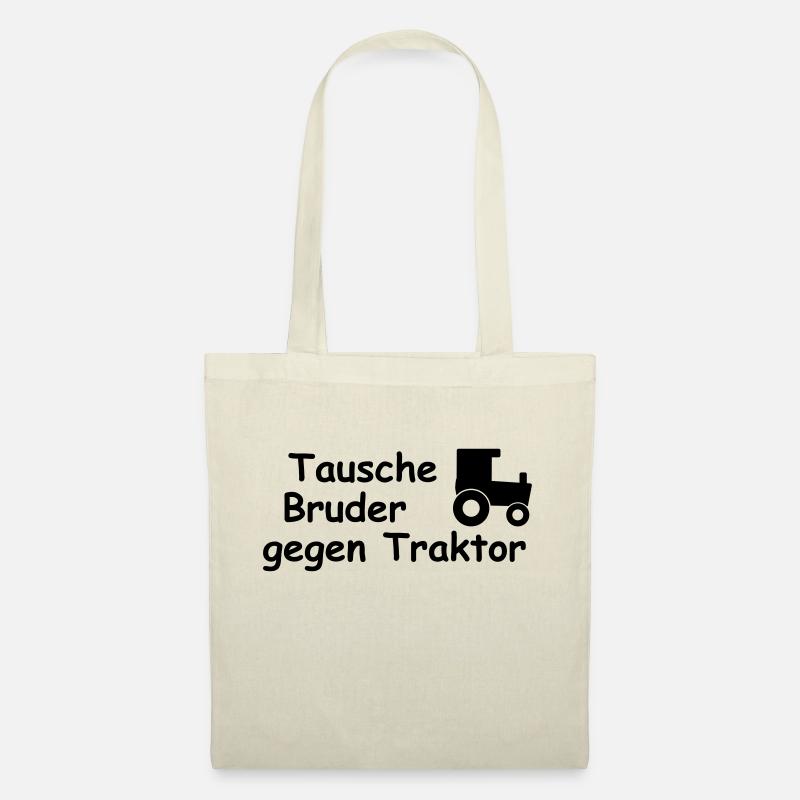 tausche bruder gegen traktor - Stoffbeutel - Natur