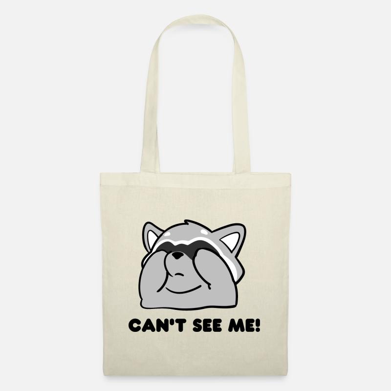 Waschbär Design “CAN´T SEE ME" - Stoffbeutel - Natur