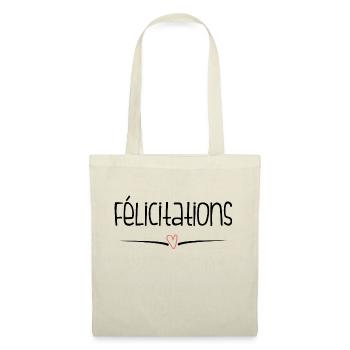 BRAVO. FELICITATIONS. NAISSANCE. ANNIVERSAIRE. BAC - Sac en tissu - nature - Devant