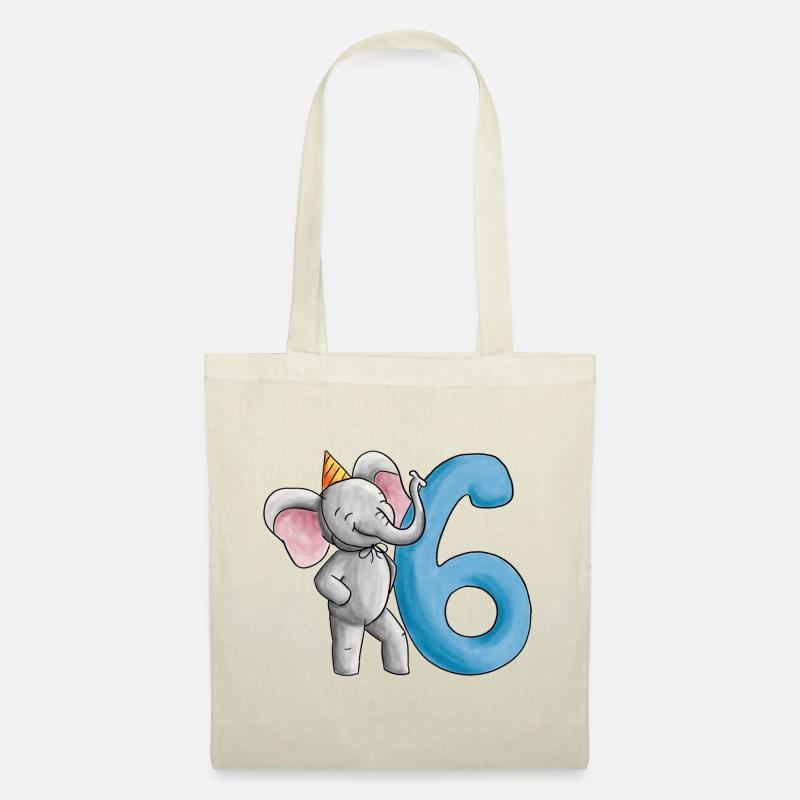 6th Birthday Elephant - Tote Bag - nature