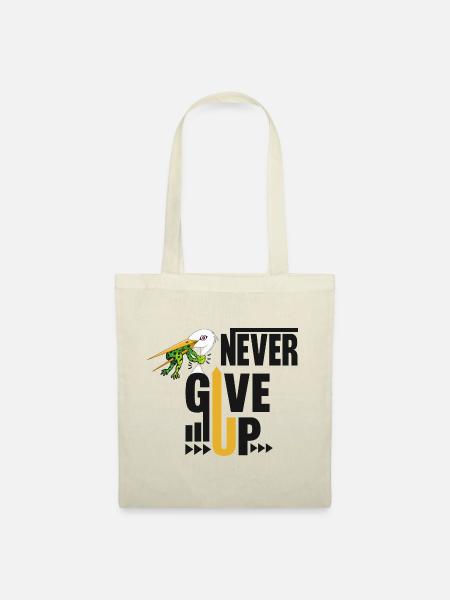 Never Give Up 🐸 Niemals aufgeben Frosch vs Storch - Stoffbeutel - Natur